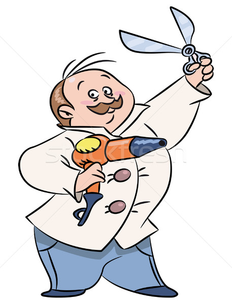 Fryzjera funny cartoon nożyczki suszarka do włosów Zdjęcia stock © mannaggia