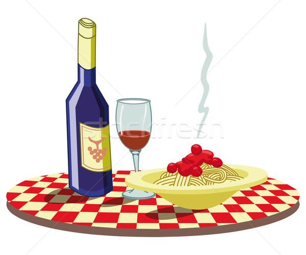 Spaghetti & Wine Stock photo © mannaggia