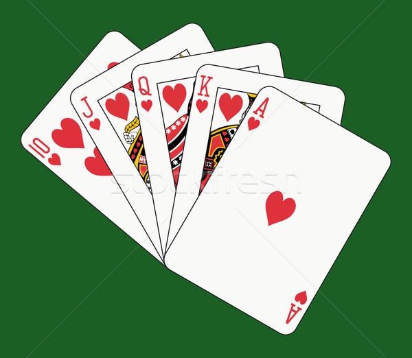 Királyi szívek kártyapakli zöld arc kaszinó Stock fotó © mannaggia