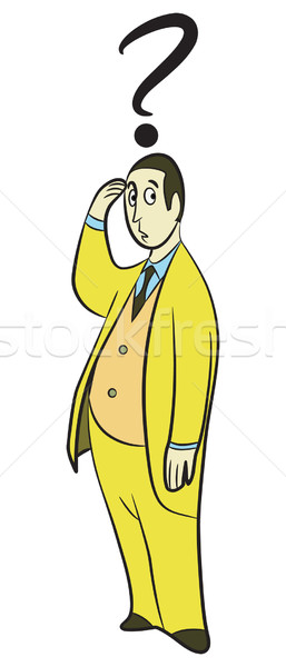 Wątpić człowiek cartoon żółty odzież niebieski Zdjęcia stock © mannaggia