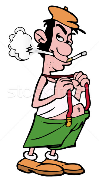 Férfi rajz dohányzás cigaretta cipők fekete Stock fotó © mannaggia