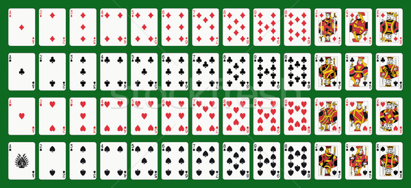 Zdjęcia stock: Poker · karty · do · gry · pełny · pokład · zielone · oddzielny