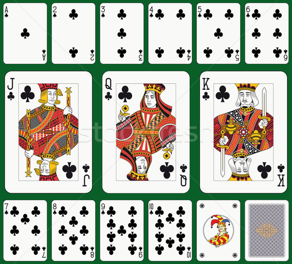 Clube terno cartas de jogar de volta faces dobrar Foto stock © mannaggia