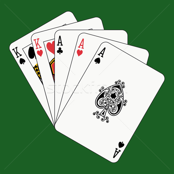 Foto stock: Completo · casa · aces · cartas · de · jogar · cara · verde