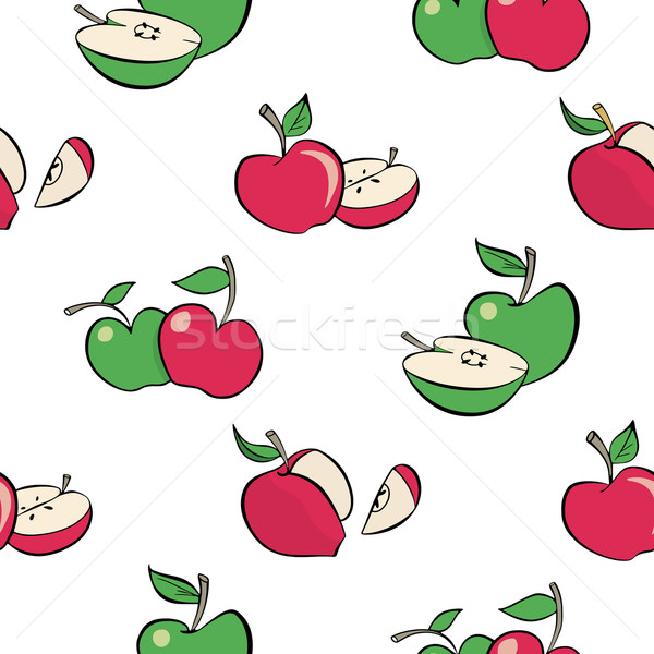 Senza soluzione di continuità mele pattern rosso verde cartoon Foto d'archivio © mannaggia