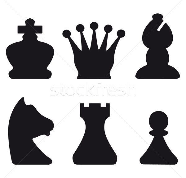 Symbolen zwarte silhouetten witte spel ridder Stockfoto © mannaggia