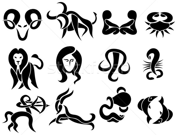 Plemiennych horoskop stylizowany ryb streszczenie przestrzeni Zdjęcia stock © mannaggia