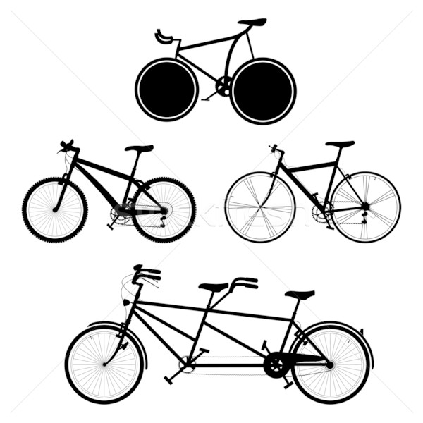 Biciclete patru detaliat negru alb siluete sportiv Imagine de stoc © mannaggia