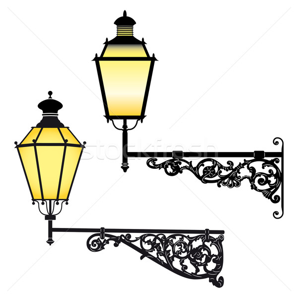 Wall Street lampy dwa żelaza elegancki ulicy Zdjęcia stock © mannaggia