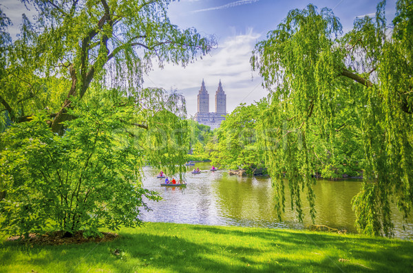 Central Park Manhattan New York City cer apă primăvară Imagine de stoc © marco_rubino