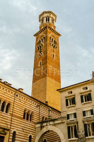 Lamberti Tower in Piazza Signori in Verona, Italy Stock photo © marco_rubino