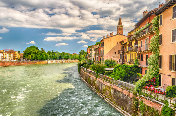 View Over Adige River in Verona, Italy Stock photo © marco_rubino