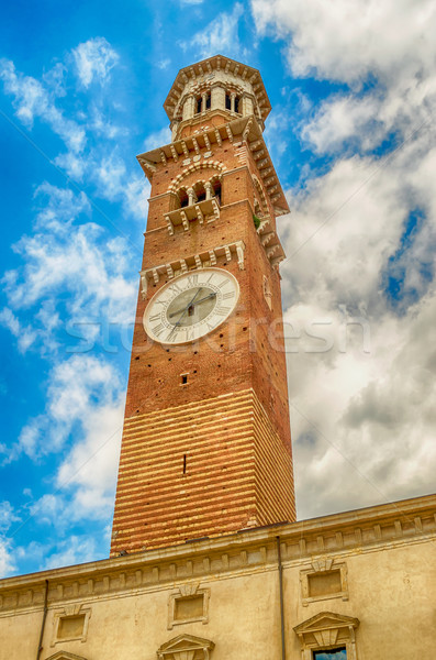 塔 維羅納 意大利 建設 施工 時鐘 商業照片 © marco_rubino