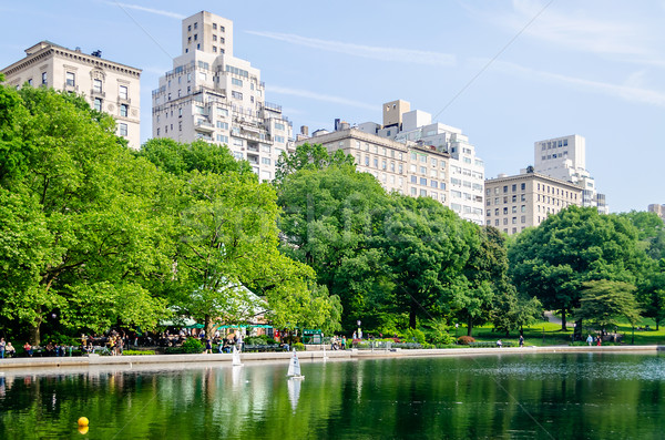 Central Park Manhattan New York City cer apă primăvară Imagine de stoc © marco_rubino