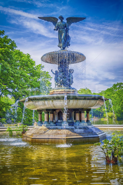 Fontanna Central Park Nowy Jork wody anioł Zdjęcia stock © marco_rubino