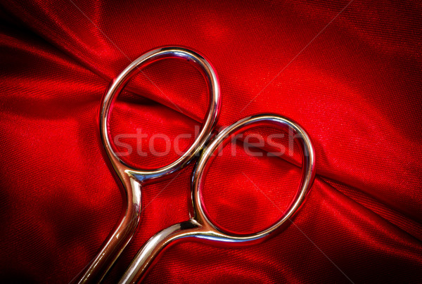 剪刀 紅色 布 鋼 空間 絲綢 商業照片 © Marcogovel