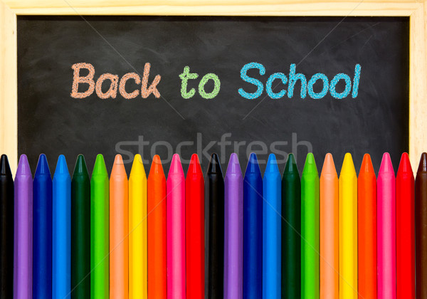 Zurück in die Schule Bleistifte schwarz Tafel Schule Stock foto © Marcogovel