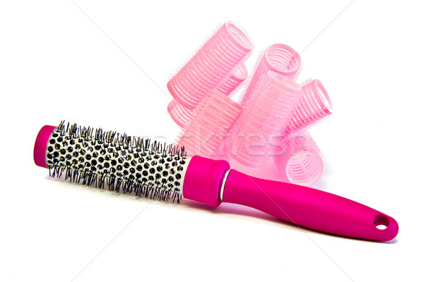 Brosse à cheveux rose isolé blanche design couleur [[stock_photo]] © Marcogovel
