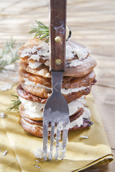 Chestnut flour pancakes with cottage cheese Stock photo © marcoguidiph