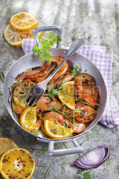 Crevettes ragoût crevettes cuit pan tranches [[stock_photo]] © marcoguidiph