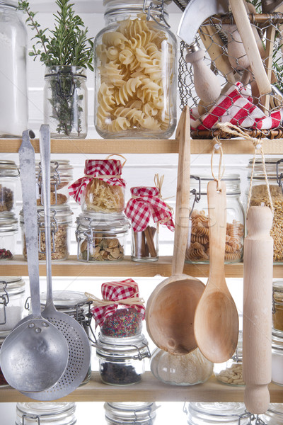 Wenig Speisekammer Hausfrau notwendig Essen Küche Stock foto © marcoguidiph