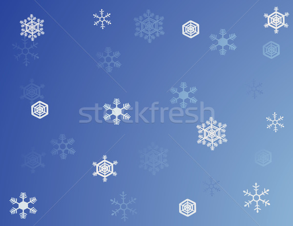 Foto stock: Azul · branco · flocos · de · neve · projeto · neve · inverno