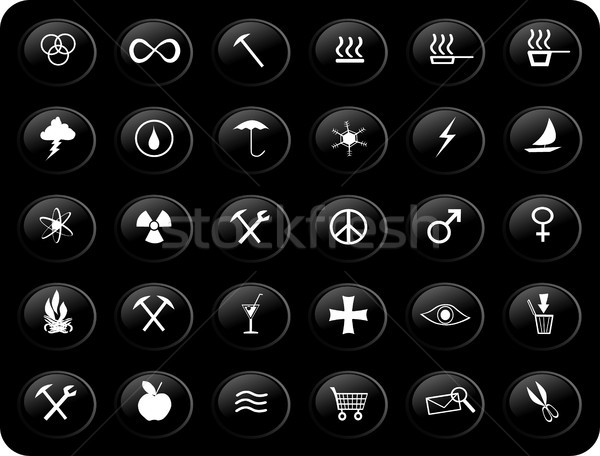 Preto e branco botões teia sinais símbolos Foto stock © marcopolo9442