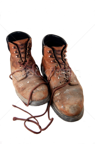 Trabalhar botas par velho sapatos azul Foto stock © marcopolo9442