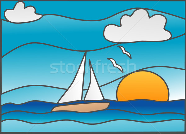 セーリング ヨット 海 ステンドグラス スタイル 実例 ストックフォト © marcopolo9442