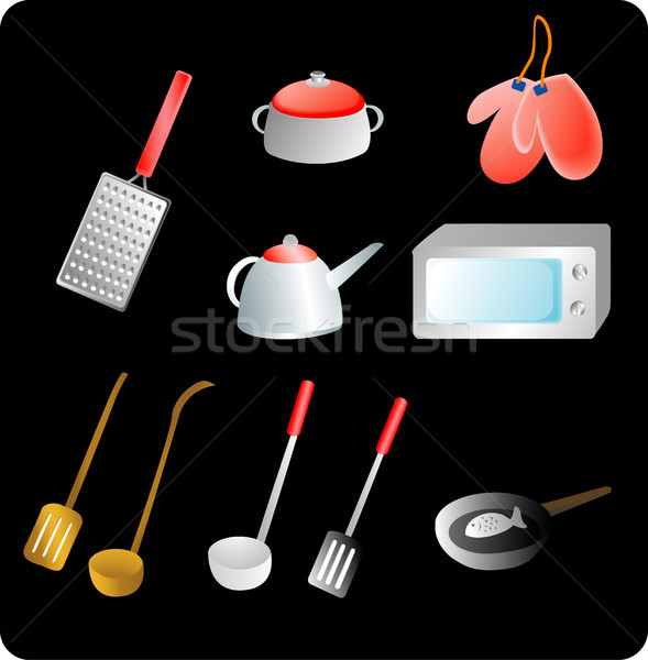 Stockfoto: Keuken · Rood · zwarte · vis · koken