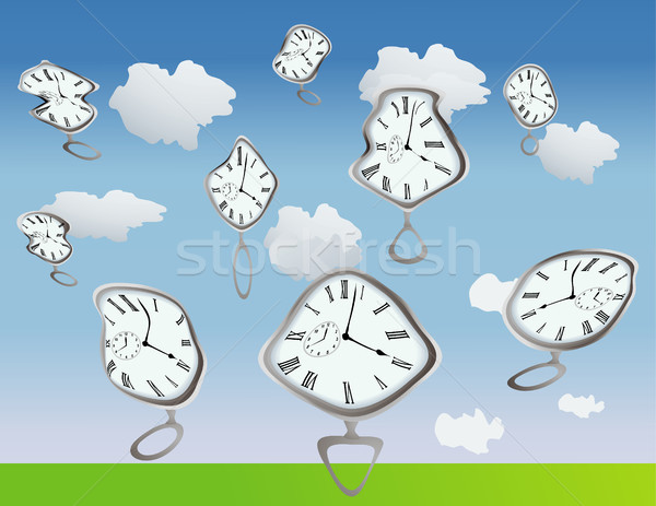 Tijd goed abstract Blauw klokken vliegen Stockfoto © marcopolo9442