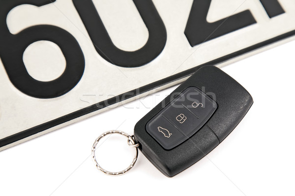 remote controlled car key and registration plate Stock photo © marekusz