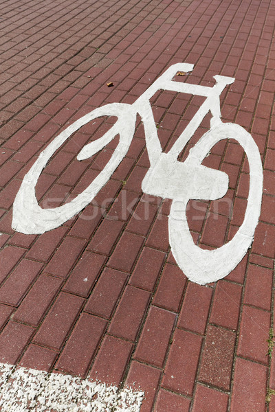 Fahrrad Spur Fahrrad Zeichen Straße Straße Stock foto © marekusz