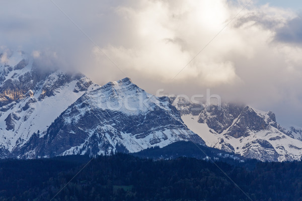 Foto stock: Montanas · paisaje · alpino · primer · plano · luz