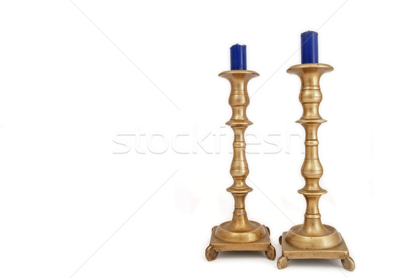 świecznik dwa retro antyczne mosiądz niebieski Zdjęcia stock © marekusz