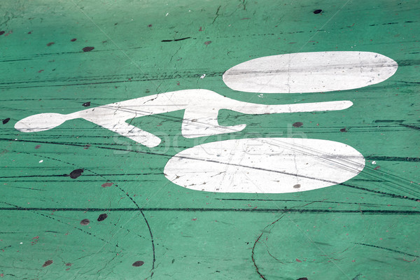 Bicicleta senalización de la carretera blanco icono verde carretera Foto stock © marekusz
