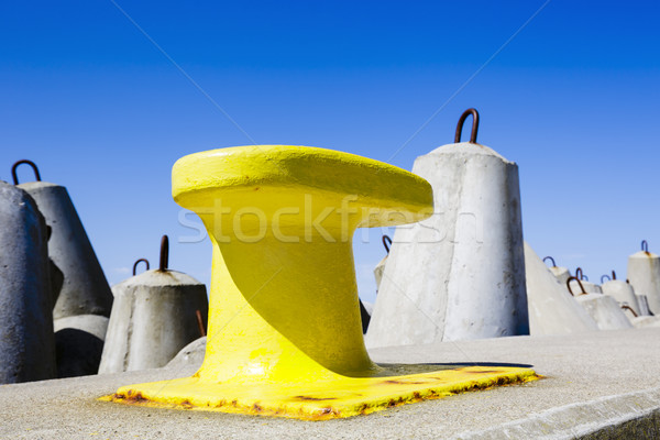 Mooring bollard painted in yellow  Stock photo © marekusz
