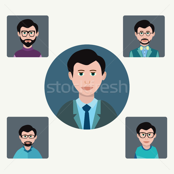 set of man characters in flat style design elements. Stock photo © Margolana