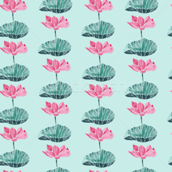 Vector seamless pattern with Watercolor lotus flower.  Stock photo © Margolana
