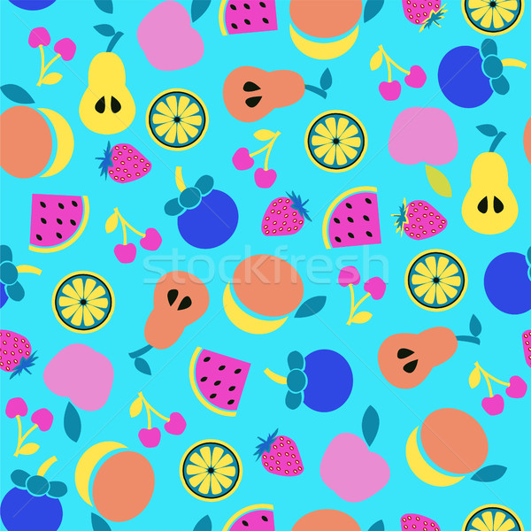 Stock photo: vector colorful Fruit background in Flat style