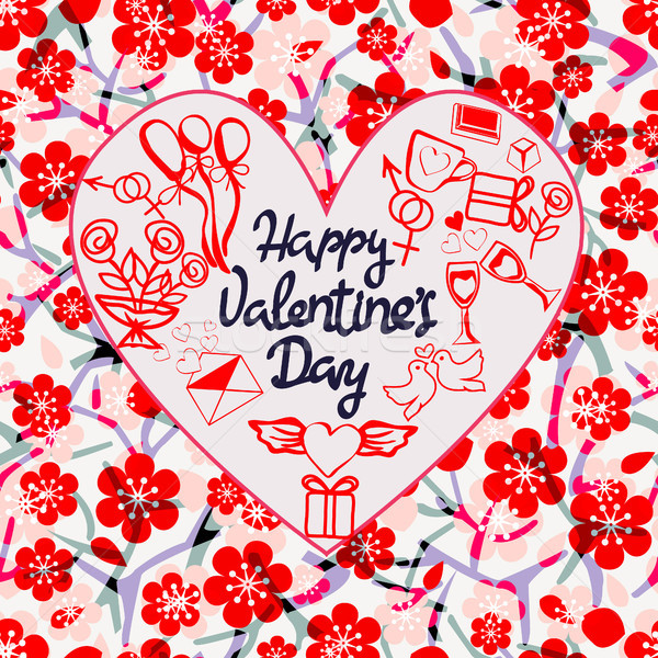 Glücklich Valentinsdag Tag dekorativ Doodle Rahmen Stock foto © Margolana