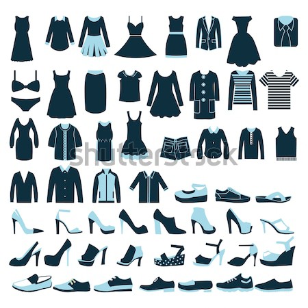 Stock fotó: Ruházat · cipők · divat · ikon · gyűjtemény · különböző · ruházat