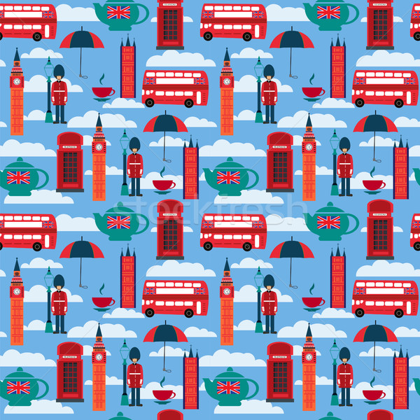 background with London landmarks and Britain symbols  Stock photo © Margolana