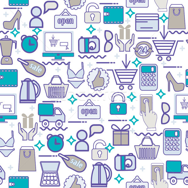 background with colorful shopping icons, retail, online  payment Stock photo © Margolana