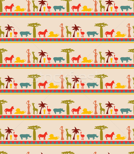 Pattern of Africa jungle with african symbols Stock photo © Margolana