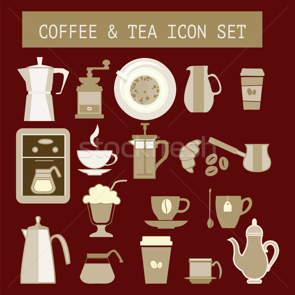 çay kahve simgeler web tasarım ayarlamak vektör Stok fotoğraf © Margolana