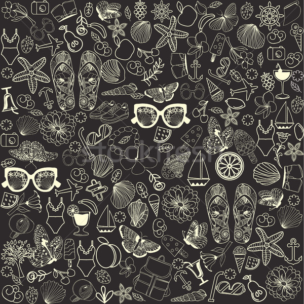 Estate tempo doodle oggetti simboli pattern Foto d'archivio © Margolana