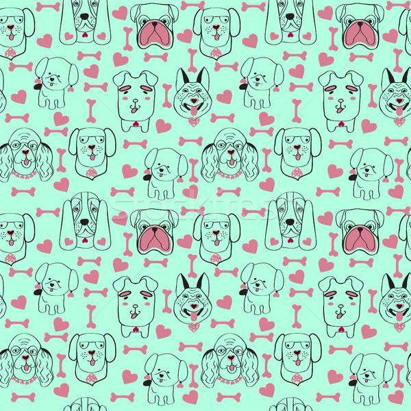 Foto d'archivio: Pattern · pet · cute · cani · sketch