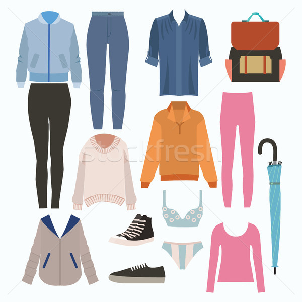 Dame Mode Set Herbstsaison Illustration stylish Stock foto © Margolana
