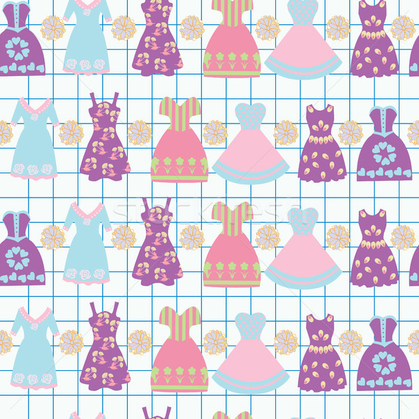Background With Various Female Clothing Fashion Dresses Vector